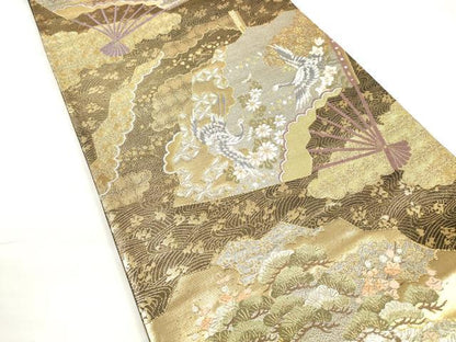 平和屋着物◎六通柄袋帯　唐織　天井蒔絵文　金銀糸　正絹　逸品　DABC5831xg