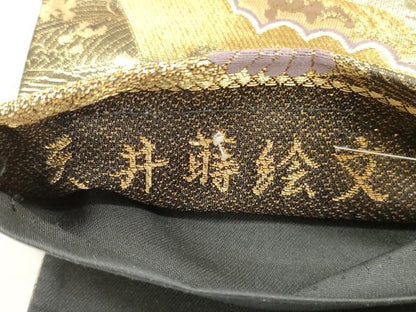 平和屋着物◎六通柄袋帯　唐織　天井蒔絵文　金銀糸　正絹　逸品　DABC5831xg