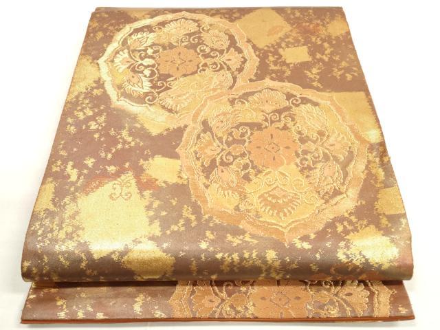 平和屋着物◎六通柄袋帯 鏡裏更紗花文 金糸 正絹 逸品 DABC5835xg