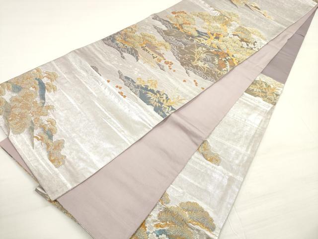 平和屋着物◎六通柄袋帯　蒔絵花松紋　金銀糸　正絹　逸品　DABC5840xg