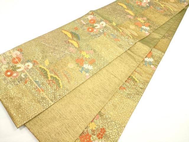 平和屋着物◎六通柄袋帯　唐織　吉祥草花文　松竹梅　金糸　正絹　逸品　DABC5849xg