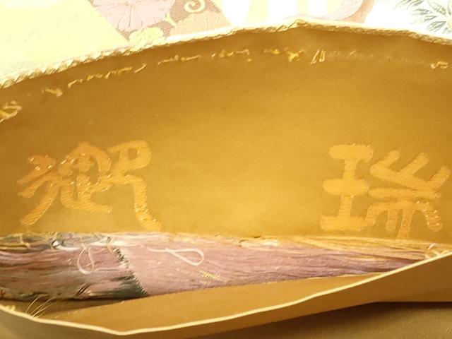 平和屋着物◎六通柄袋帯　唐織　色紙重ね花文　金糸　正絹　逸品　DABC5853xg