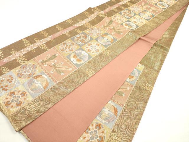 平和屋着物◎六通柄袋帯　花丸間道　若松　金糸　正絹　逸品　DABC5854xg