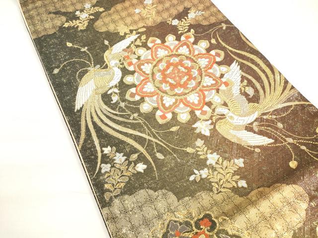 平和屋着物◎六通柄袋帯　唐織　正倉院花文　鳳凰　正絹　逸品　DABC5855xg
