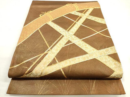 平和屋着物◎太鼓柄袋帯　駒刺繍　籬文　金糸　正絹　逸品　DABC5857xg