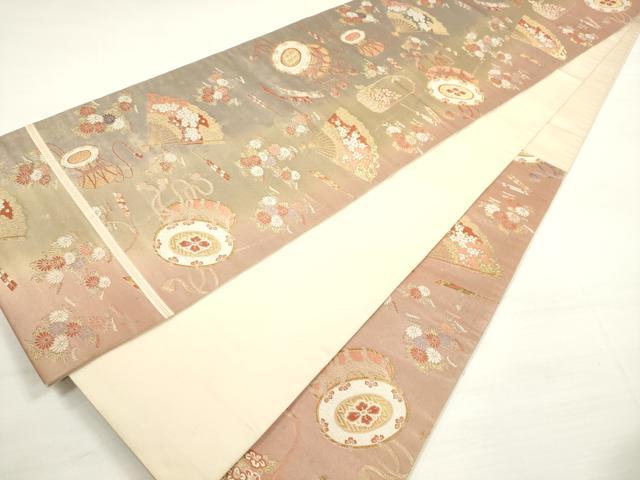 平和屋着物◎六通柄袋帯　唐織　花鼓文　金糸　正絹　逸品　DABC5864xg