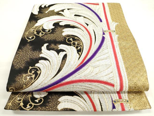平和屋着物◎六通柄袋帯　唐織　唐草文　金糸　正絹　逸品　DABC5865xg