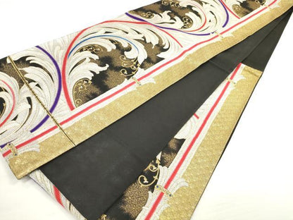平和屋着物◎六通柄袋帯　唐織　唐草文　金糸　正絹　逸品　DABC5865xg