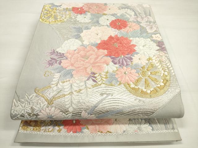 平和屋着物◎六通柄袋帯 唐織 花車文 金銀糸 正絹 逸品 DABC5879xg