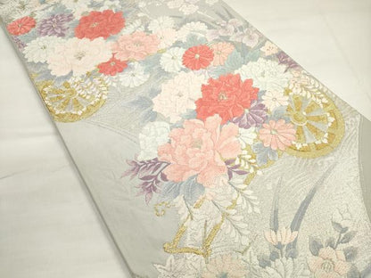 平和屋着物◎六通柄袋帯 唐織 花車文 金銀糸 正絹 逸品 DABC5879xg