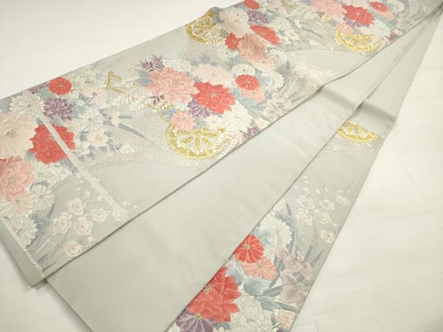 平和屋着物◎六通柄袋帯 唐織 花車文 金銀糸 正絹 逸品 DABC5879xg