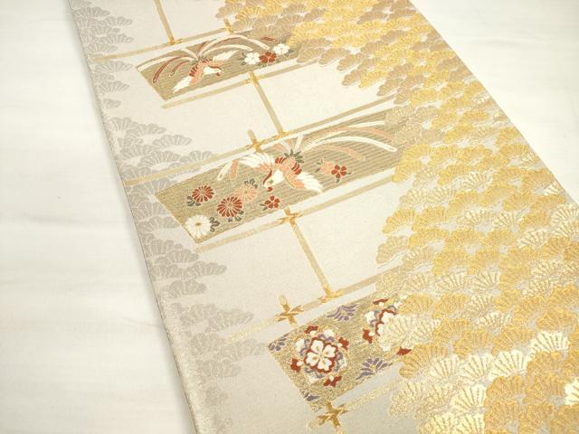 平和屋着物◎六通柄袋帯　唐織　鳳凰花松文　金銀糸　正絹　逸品　DABC5888xg