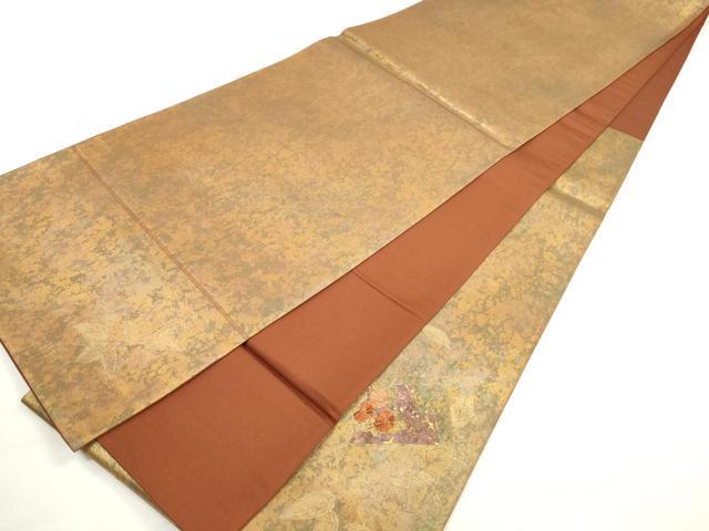平和屋着物◎太鼓柄袋帯 唐織 冊子花文 金銀彩 引箔 正絹 逸品 DABC5893xg