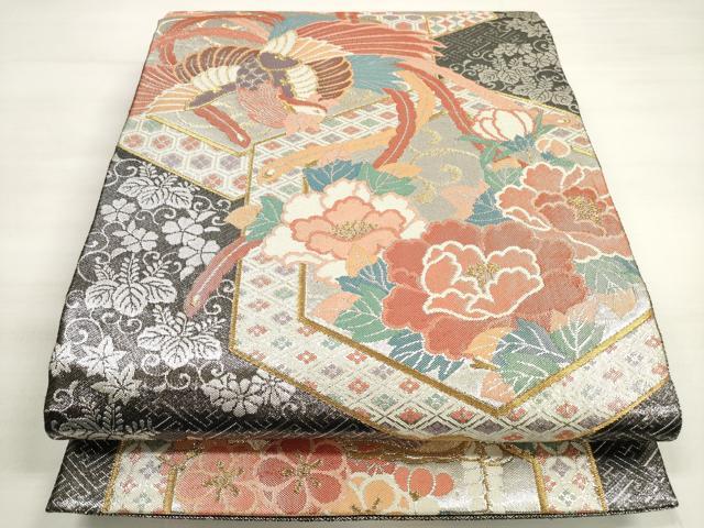 平和屋着物◎佐賀錦 全通柄袋帯 亀甲鳳凰花文 金銀糸 正絹 逸品 DABC5898xg