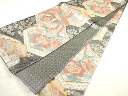 平和屋着物◎佐賀錦 全通柄袋帯 亀甲鳳凰花文 金銀糸 正絹 逸品 DABC5898xg