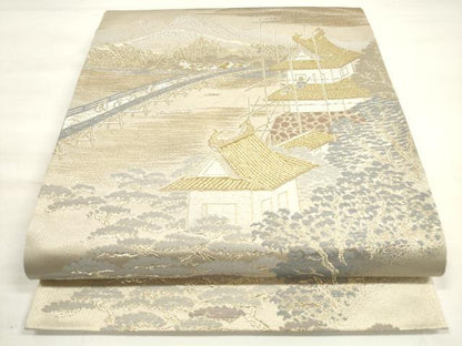 平和屋着物◎六通柄袋帯 東海道 廣重 金銀糸 正絹 逸品 DABC5905xg