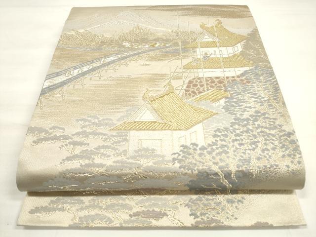 平和屋着物◎六通柄袋帯 東海道 廣重 金銀糸 正絹 逸品 DABC5905xg