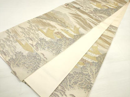 平和屋着物◎六通柄袋帯 東海道 廣重 金銀糸 正絹 逸品 DABC5905xg