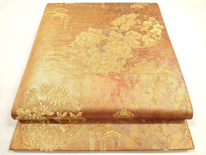 平和屋着物◎六通柄袋帯　桃山花丸文　金糸　引箔　正絹　逸品　DABC5906xg