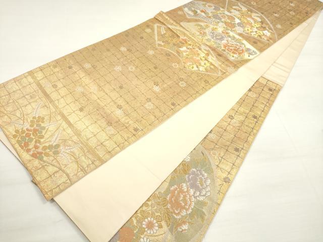 平和屋着物◎西陣 服部織物謹製 六通柄袋帯 唐織 桃山扇面文様 金銀糸 正絹 逸品 DABC5911xg