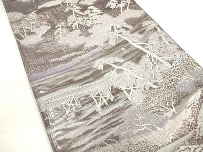 平和屋着物◎六通柄袋帯 唐織 嵐山 風景文 プラチナ二重箔 正絹 逸品 DABC5915xg