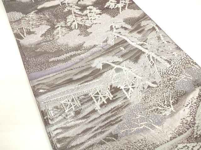 平和屋着物◎六通柄袋帯 唐織 嵐山 風景文 プラチナ二重箔 正絹 逸品 DABC5915xg