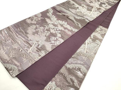 平和屋着物◎六通柄袋帯 唐織 嵐山 風景文 プラチナ二重箔 正絹 逸品 DABC5915xg