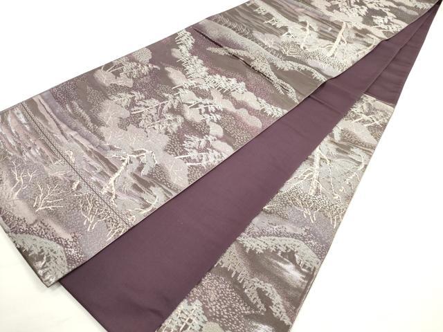 平和屋着物◎六通柄袋帯 唐織 嵐山 風景文 プラチナ二重箔 正絹 逸品 DABC5915xg