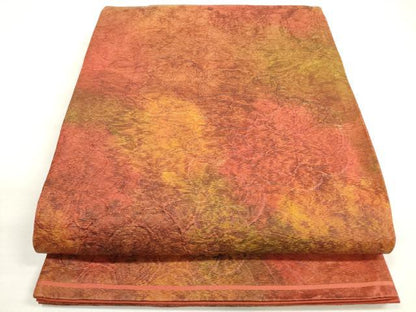 平和屋着物◎六通柄袋帯　ふくれ織　草花文　正絹　逸品　DABC5924xg