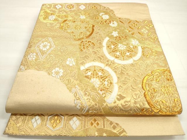平和屋着物◎六通柄袋帯　夕顔　道長吉祥花文　金糸　正絹　逸品　DABC5926xg