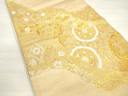 平和屋着物◎六通柄袋帯　夕顔　道長吉祥花文　金糸　正絹　逸品　DABC5926xg