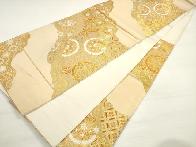平和屋着物◎六通柄袋帯　夕顔　道長吉祥花文　金糸　正絹　逸品　DABC5926xg