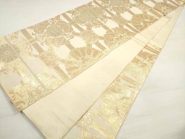 平和屋着物◎六通柄袋帯　正倉院花文　金糸　正絹　逸品　DABC5933xg