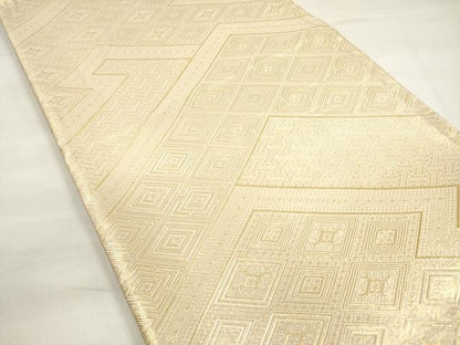 平和屋着物◎佐賀錦　両面　六通柄袋帯　菱吉祥文　金糸　正絹　逸品　DABC5947xg