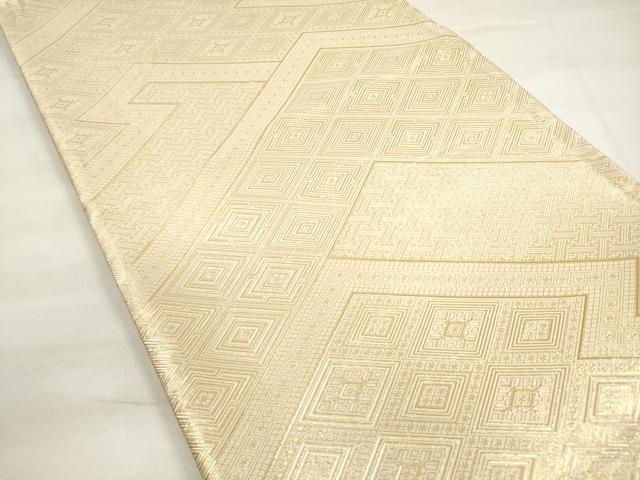 平和屋着物◎佐賀錦　両面　六通柄袋帯　菱吉祥文　金糸　正絹　逸品　DABC5947xg