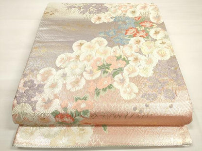 平和屋着物◎六通柄袋帯 唐織 草花文 金銀糸 正絹 逸品 DABC5960xg