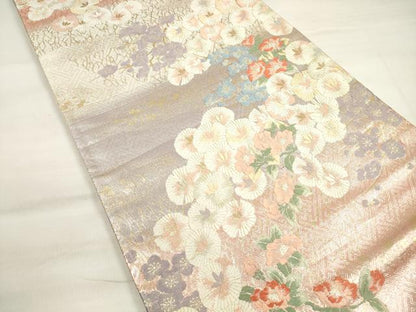 平和屋着物◎六通柄袋帯 唐織 草花文 金銀糸 正絹 逸品 DABC5960xg