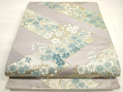 平和屋着物◎六通柄袋帯　唐織　草花文　金糸　正絹　逸品　DABC5971xg