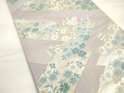 平和屋着物◎六通柄袋帯　唐織　草花文　金糸　正絹　逸品　DABC5971xg