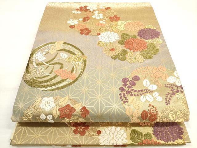 平和屋着物◎六通柄袋帯　唐織　献上花丸文　花色舞　金糸　正絹　逸品　AABI0951yx 平和屋着物◎佐賀錦 六通柄袋帯 鳳凰花文 金銀糸 正絹 逸品 AABI1036yx