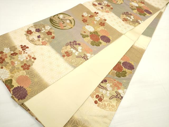 平和屋着物◎六通柄袋帯 唐織 花丸文 金糸 正絹 逸品 DABC5975xg
