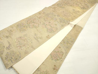 平和屋着物◎六通柄袋帯　翔鸞錦　立波花丸文　金糸　正絹　逸品　DABC5985xg