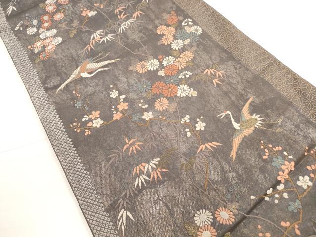 平和屋着物◎六通柄袋帯　唐織　飛鶴花文　金糸　正絹　逸品　DABC5986xg