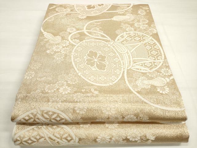 平和屋着物◎西陣　六通柄袋帯　唐織　花鼓文　純銀　金糸　正絹　逸品　DABC5987xg