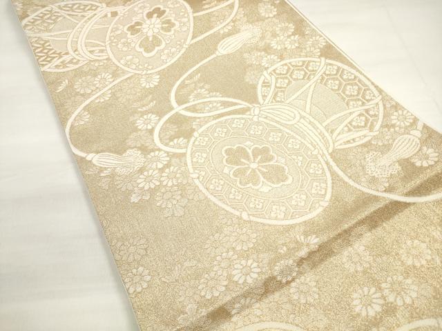 平和屋着物◎西陣　六通柄袋帯　唐織　花鼓文　純銀　金糸　正絹　逸品　DABC5987xg
