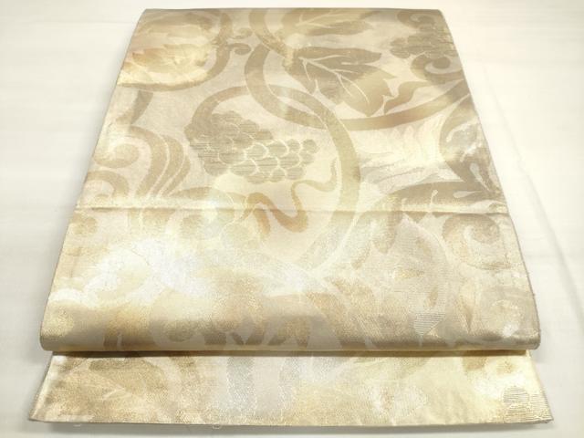 平和屋着物◎六通柄袋帯　葡萄蔦の葉文　金糸　引箔　正絹　逸品　DABC5995xg