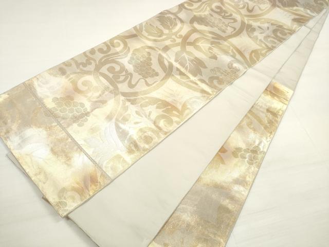 平和屋着物◎六通柄袋帯　葡萄蔦の葉文　金糸　引箔　正絹　逸品　DABC5995xg