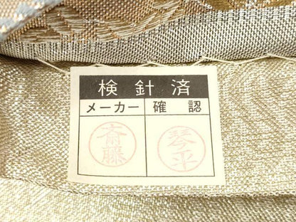 平和屋着物◎西陣　六通柄袋帯　唐織　地紙人物風景文　金銀糸　証紙付き　正絹　逸品　DABC5996xg