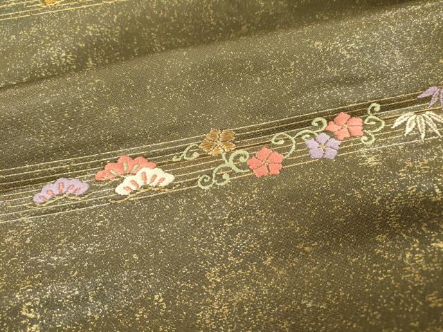 平和屋着物▼六通柄袋帯　唐織　柳彩風雅瑞花文　金糸　鈴乃屋扱い　正絹　逸品　DABC6021fe