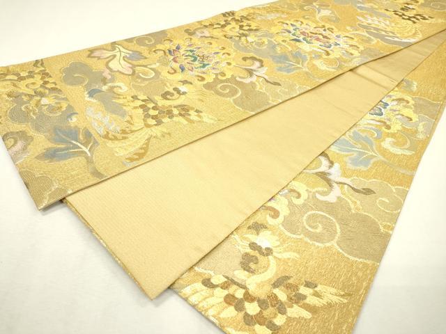 平和屋着物▽六通柄袋帯 スリーシーズン 春夏秋 作家物 鳳凰更紗花文 金銀糸 正絹 逸品 DABC6100fe